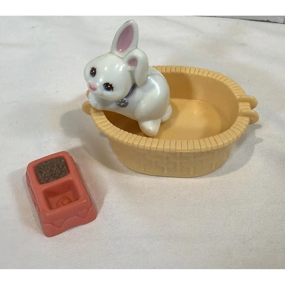 VTG LPS Kenner 1993 Mommy Baby Bunny‎ Basket Dish Littlest Pet Shop Set
